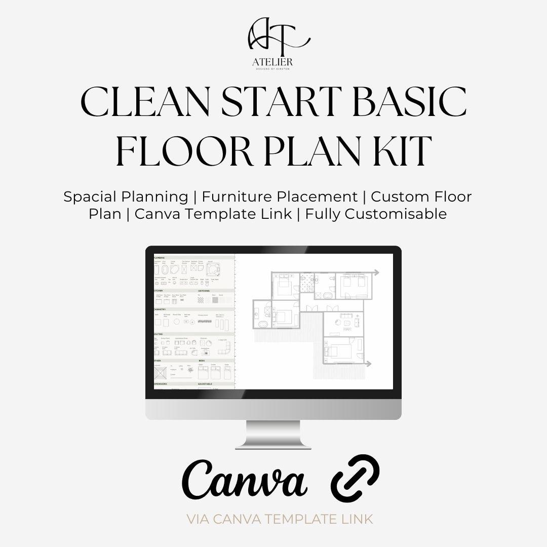Interior Design Floor Plan Kit | Scaled Canva Template - Etsy