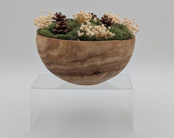 Woodland Moss Bowl Centerpiece with Pinecones & Dried Florals | Preserved Botanical Home Decor