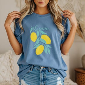 Zesty Lemon Graphic Tee, Citrus Fruit Shirt, Botanical Summer Vibe Top, Comfort Colors Shirt, Gift for Her, Nature Inspired Tee
