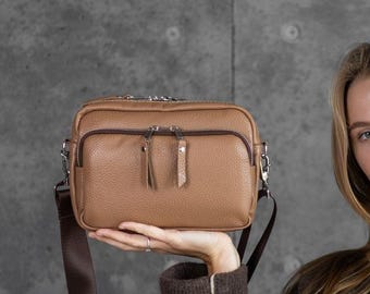 Women's leather cross-body bag - Womens crossbody purse - Shoulder bag for women