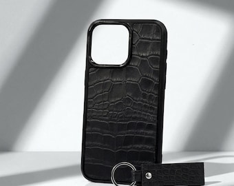 iPhone Case Leather (grey) - Handmade iPhone case - iPhone case cover + keyring