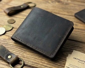 Crazy Horse Leather Bifold Wallet: Handmade Dark Brown Men's Wallet