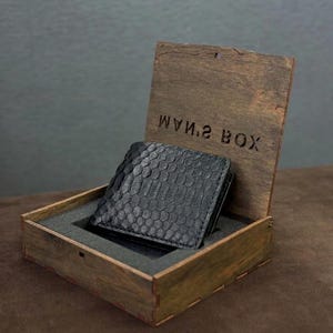 Leren dubbelgevouwen herenportemonnee - Portemonnee op maat - Portemonnee met optioneel houtcadeau Fox