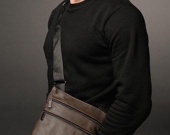 Leather Messenger Bag - Mens Crossbody Bag - Mens Leather Satchel - Shoulder bag for men