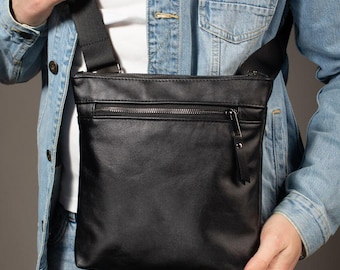 Mens Messenger Bag - Сrossbody shoulder bag - Mens Leather Satchel