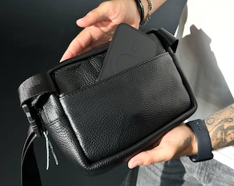 Mens Crossbody Bag - Chest bag - Leather sling bag - Crossbody shoulder bag