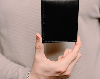 Personalisierte Herren Geldbörse - Brieftasche aus schwarzem Leder - Benutzerdefinierte Herren Geldbörse