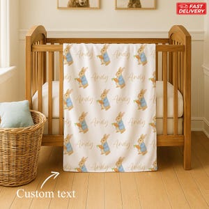 Personalized Rabbit Name Blanket, Custom Baby Blanket with Cute Rabbit Faces and Name Print, Soft and Cozy Gift for Newborns, Baby Gift