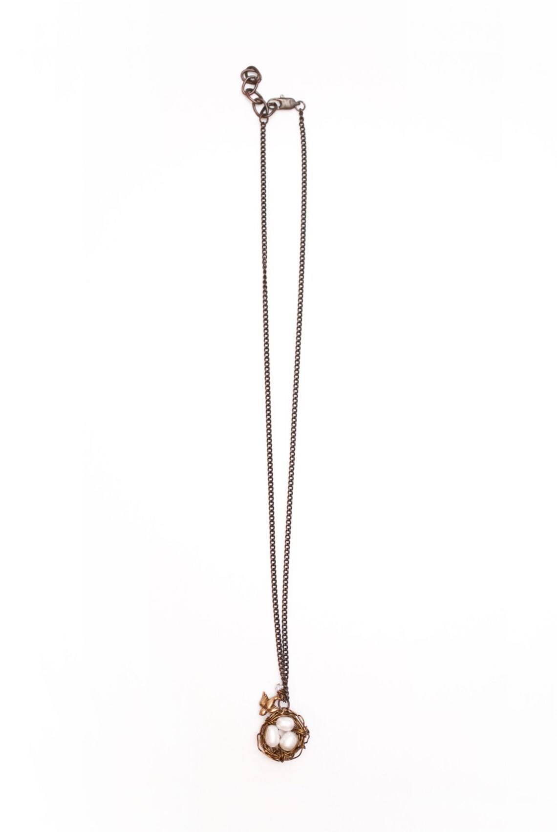 Bird Nest Crystal and Pearl Necklace Etsy