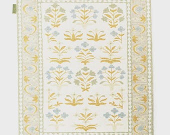 Hand-Tufted Wool Rug – Pastel Floral Design, Boho Nursery Carpet
