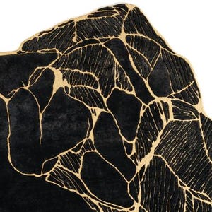 Hand-Tufted Wool & Botanical Silk Rug | Black and Gold Design image 7