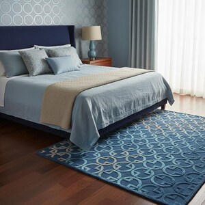 Hand-Tufted Wool & Botanical Silk Rug | Gradient Chain Design image 3