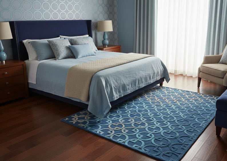 Hand-Tufted Wool & Botanical Silk Rug | Gradient Chain Design image 3