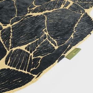 Hand-Tufted Wool & Botanical Silk Rug | Black and Gold Design image 5