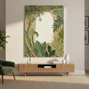 Hand-Tufted Botanical Silk & Wool Rug – Tropical Botanical Archway Design image 3
