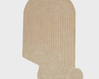 Hand Tufted Wool & Viscose Rug | Beige Abstract, Irregular Shape