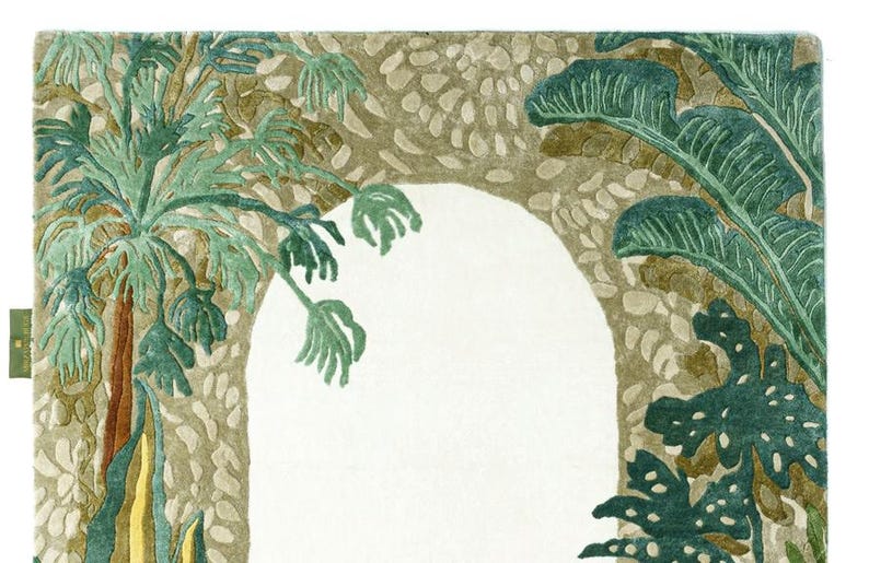 Hand-Tufted Botanical Silk & Wool Rug – Tropical Botanical Archway Design image 7