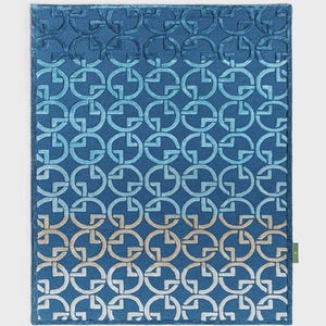 Hand-Tufted Wool & Botanical Silk Rug | Gradient Chain Design image 1