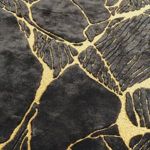 Hand-Tufted Wool & Botanical Silk Rug | Black and Gold Design image 6