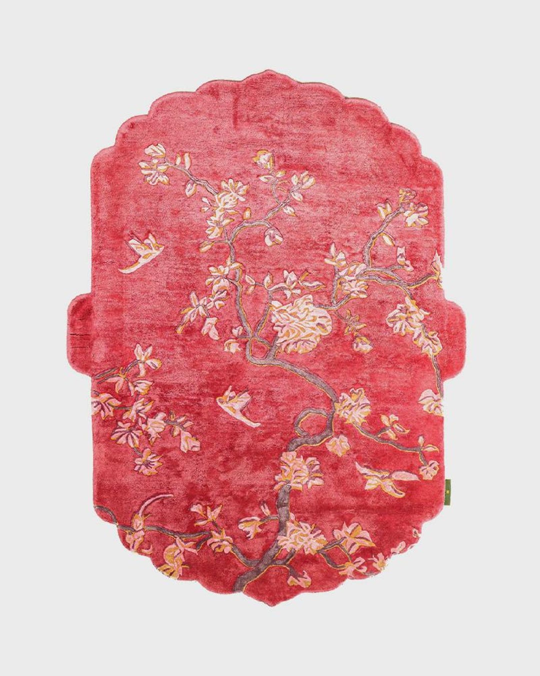 Pink Rug Tuftitng Hand-tufted Silk Rug | Pink Floral Rug, Scalloped Edge - Etsy