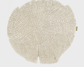 Hand-Tufted Botanical Silk Rug | Abstract Tree Ring Design