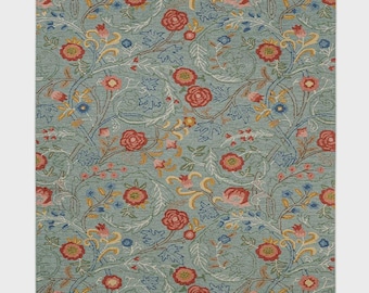Hand-Tufted Wool Rug | Sage Green Floral Botanical Carpet