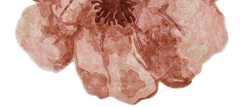 May include: A watercolor painting of a flower in shades of brown and pink. The petals have a layered effect, with darker brown details in the center and lighter pink hues towards the edges. The background is white.