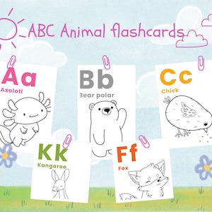 Animal Alphabet Flashcards: A-Z Coloring & Tracing Practice (Printable PDF)