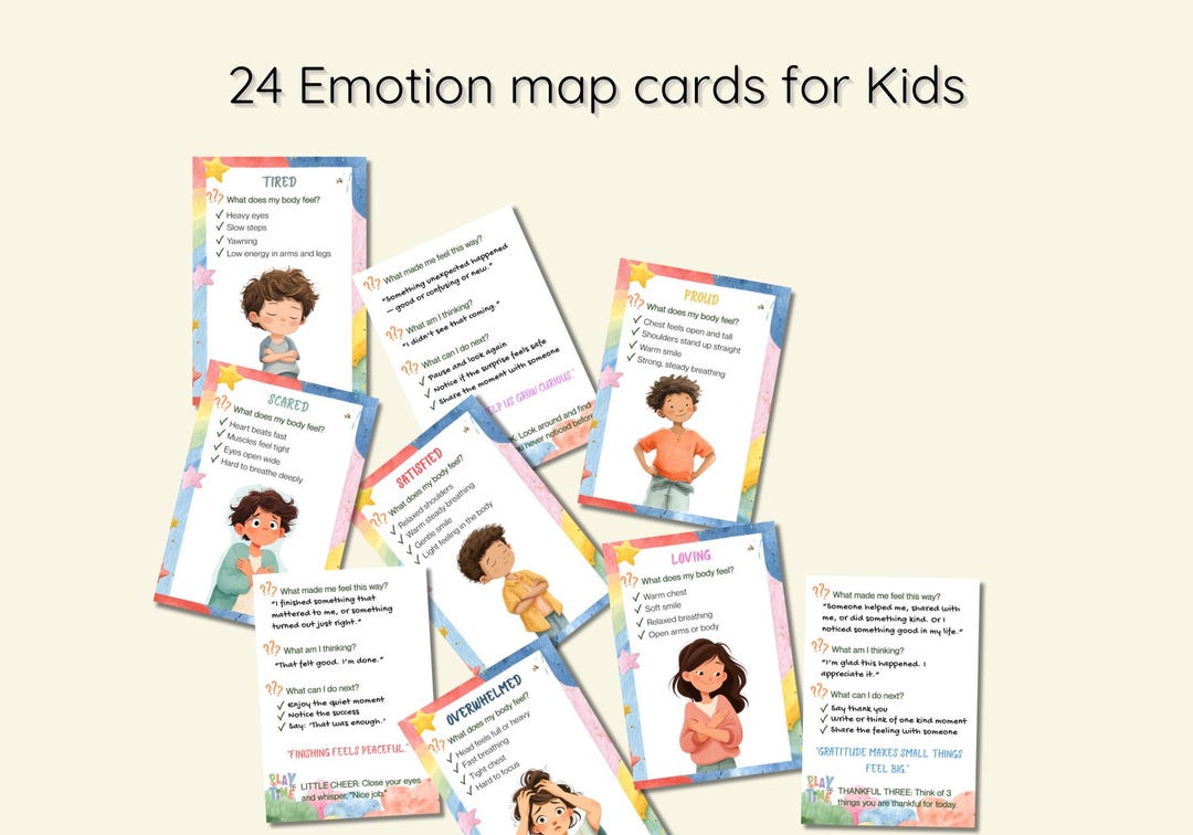 Emotion Map Cards for Kids – 24 Printable Emotional Learning Cards - Etsy
