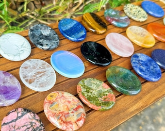 Polished Crystal Worry Stone: Natural Gemstone Pocket Stone for Stress Relief