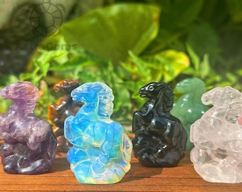 Natural Gemstone Horse Figurine: 5cm Crystal Animal Healing Crysal Decor for Her Gift