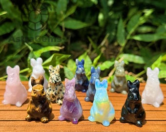 4cm Hand Carved Crystal Rabbit Gemstone Figurine Spiritual Home Decor Easter Healing Crystal Gift