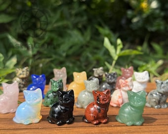 Statua di gatto in cristallo da 3 cm: statuetta in pietra preziosa intagliata a mano, decorazione curativa