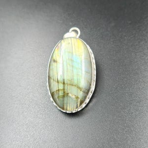 Rainbow Labradorite Pendant: Handmade 925 Silver Oval Gemstone