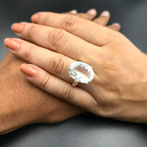 Clear Quartz Ring, 925 Sterling Silver Ring, Healing Crystal Ring, Spiritual Energy Ring, Anniversary Gifts, Wedding Gifts, Gifts For Her