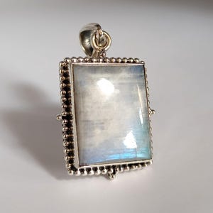 925 Sterling Silver Moonstone Necklace, Large Moonstone Pendant, Large Necklace, Perfect Gift for Her, Anniversary Gift, Birthday Gifts