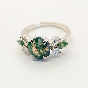 Green Moss Agate Ring, 925 Sterling Silver Ring, Engagement Ring, Gifts For Mom, Moss Agate Ring, Anniversary Gifts For Her, Wedding Gifts