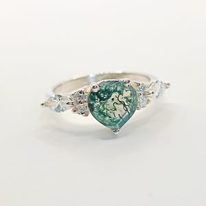 Green Moss Agate Ring, 925 Sterling Silver Ring, Engagement Ring, Gifts For Her, Gifts For Mom, Moss Agate Ring, Anniversary Gifts