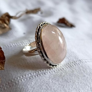 Rose Quartz Ring, 925 Silver Ring, Proposal Ring, Gifts for Her, Wedding Ring, Anniversary Gifts For Women, Gifts For Mom, Pink Stone Ring
