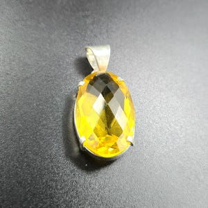 Faceted Citrine Pendant, 925  Silver Handmade Gemstone Necklace, November Birthstone Jewelry,  Gift for Her, Anniversary Gift, Wedding Gift