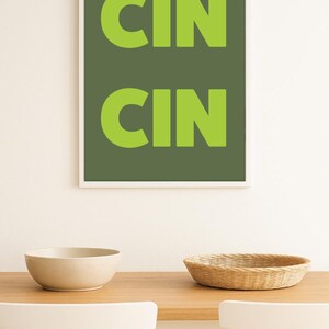 Cin Cin – Italian Cheers Wall Art Print, Bold Typography Kitchen Decor, Modern Bar Cart Print, Italian Quote Poster – Digital Download