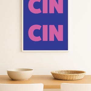 Cin Cin – Italian Cheers Wall Art Print, Bold Typography Kitchen Decor, Modern Bar Cart Print, Italian Quote Poster – Digital Download