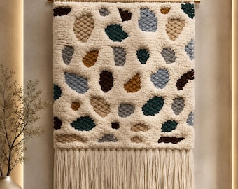 Boho Wall Hanging | Handmade Tufted Wall Decor | Wool Fiber Art | Modern Textile Wall Hanging | Neutral Bohemian Home Decor