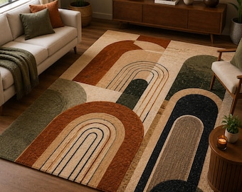 Modern Arch Rug – Handmade Geometric Area Rug for Living Rooms, Bedrooms & Contemporary Home Decor