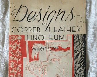 Entwürfe für Kupfer-Leder-Linoleum-Stoffbuch von Walter T. Foster