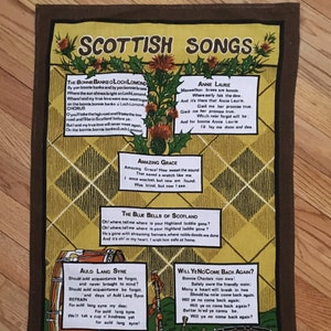 Vintage Scottish Songs Cotton Tea Towel: Dunluce, Bonnie Banks