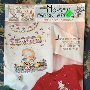 Vintage 1990 Daisy Kingdom Easter Finders Keepers Chocolate Bunny Puppy Kitty Chick Basket Eggs No Sew Fabric Applique