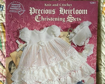 1997 American School of Needlework Knit and Crochet Precious Heirloom Christening Sets Instruction Pattern Book