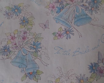 Vintage Anniversary Wrapping Paper Vintage Best Wishes Gift Wrap Postman Flowers One sheet 20X30 inches
