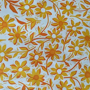 Vintage Floral Cottage Garden Flowers Orange Yellow Daisy Daisies All Occasion Gift Wrap Wrapping Paper